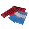 Red and blue warning tape rolls for hazardous areas.